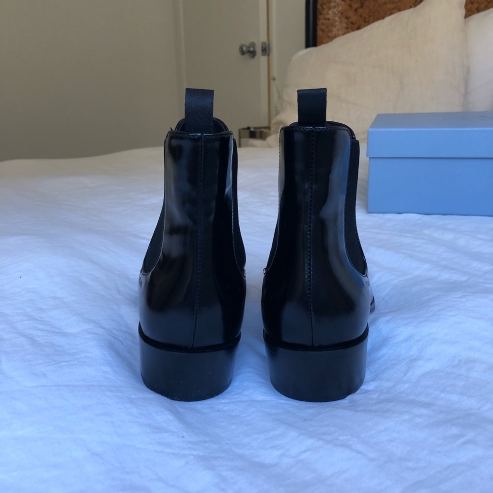 Prada Black Leather Square Toe Chelsea Boots New - Picture 7 of 10